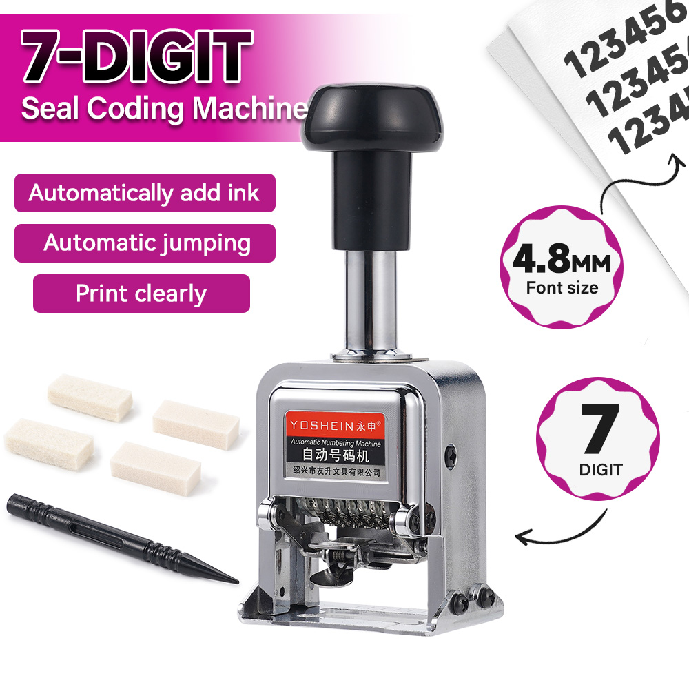 Rubber Date Stamp - 7 Haneli Otomatik Numaralandırma Makinesi Metal
